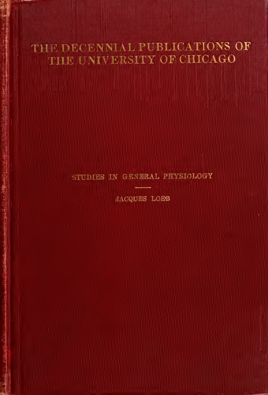 Cover for Studies In General Physiology