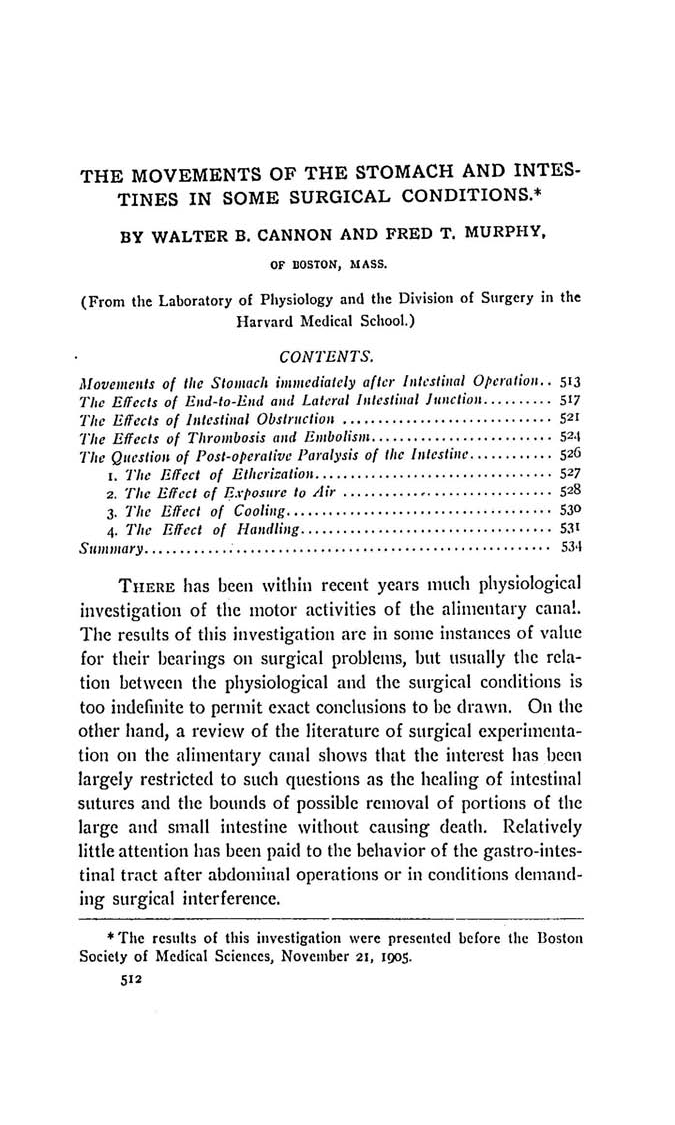 Cover for The Movements Of The Stomach And Intestines In Some Surgical Conditions