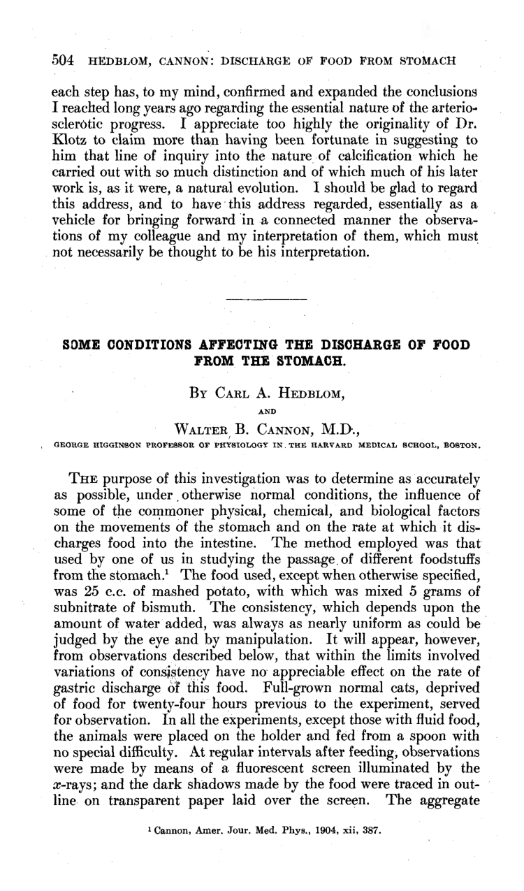 Cover for Some Conditions Affecting The Discharge Of Food From The Stomach
