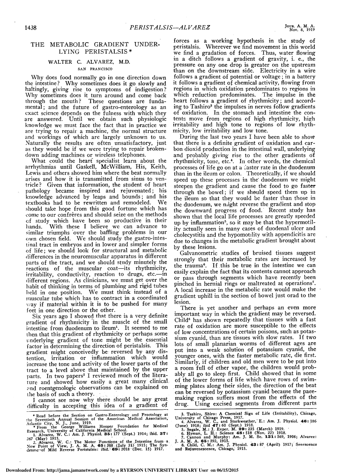 Cover for The Metabolic Gradient Underlying Peristalsis