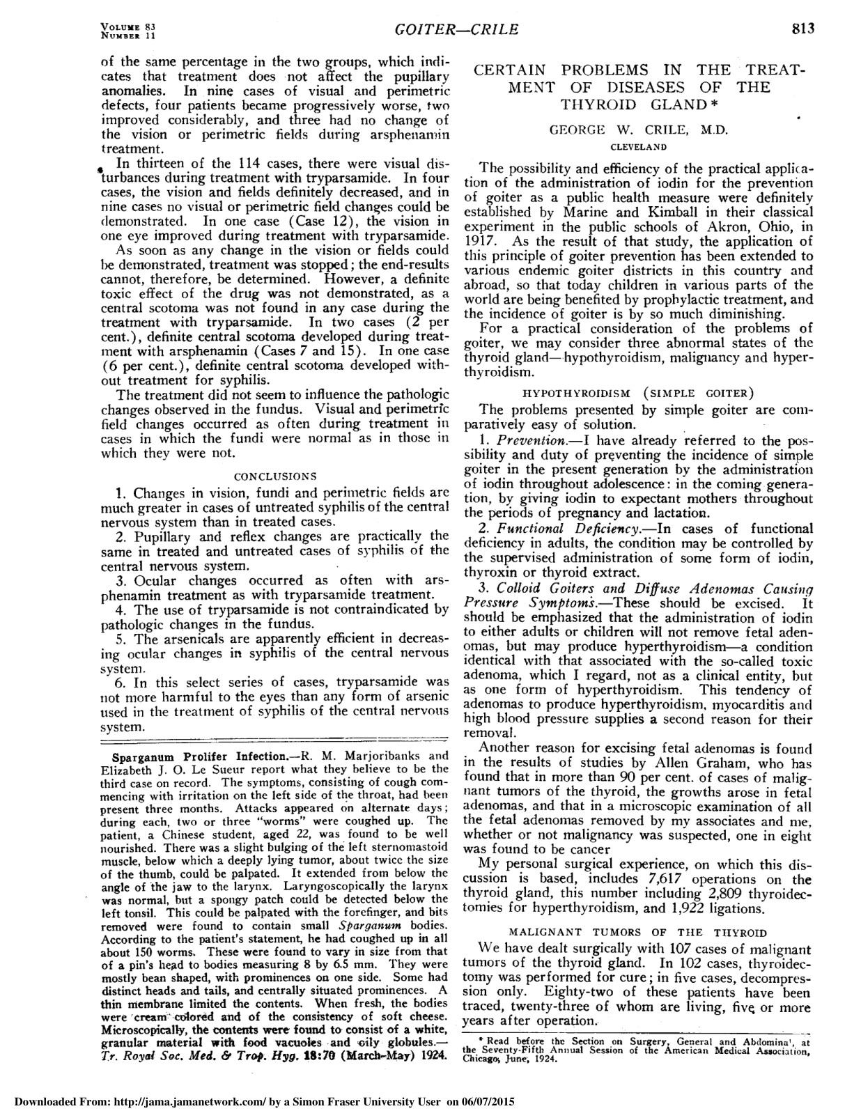 Cover for Certain Problems In The Treatment Of Disease Of The Thyroid Gland