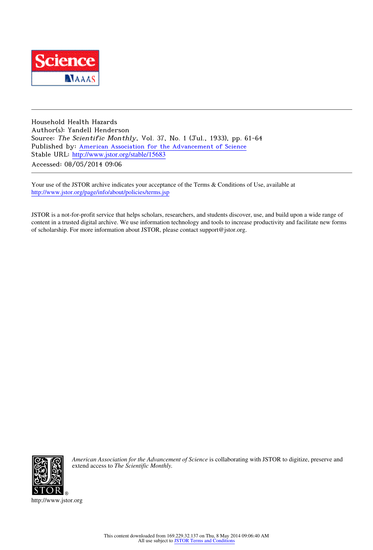 Cover for Household Health Hazards