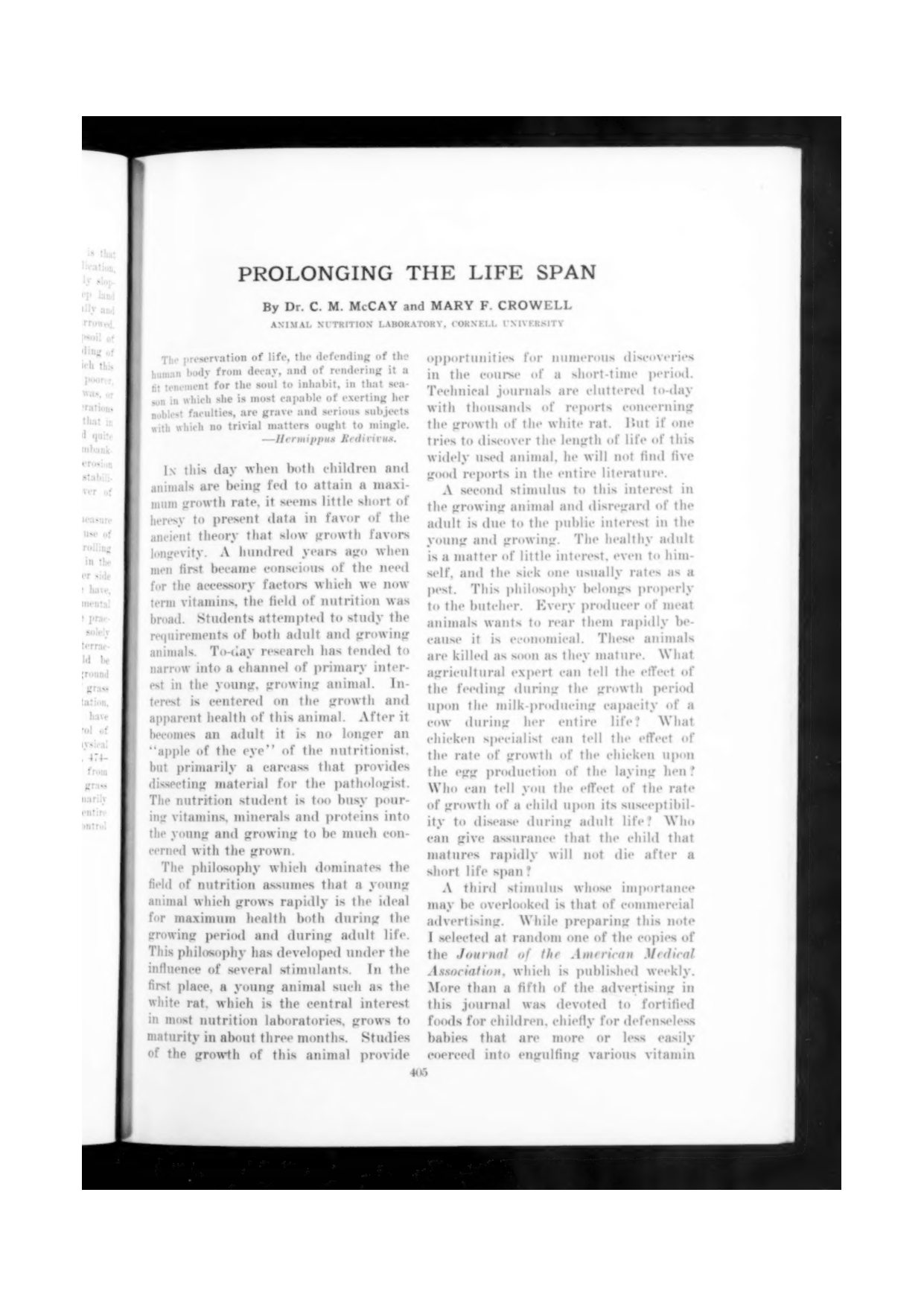 Cover for Prolonging The Life Span