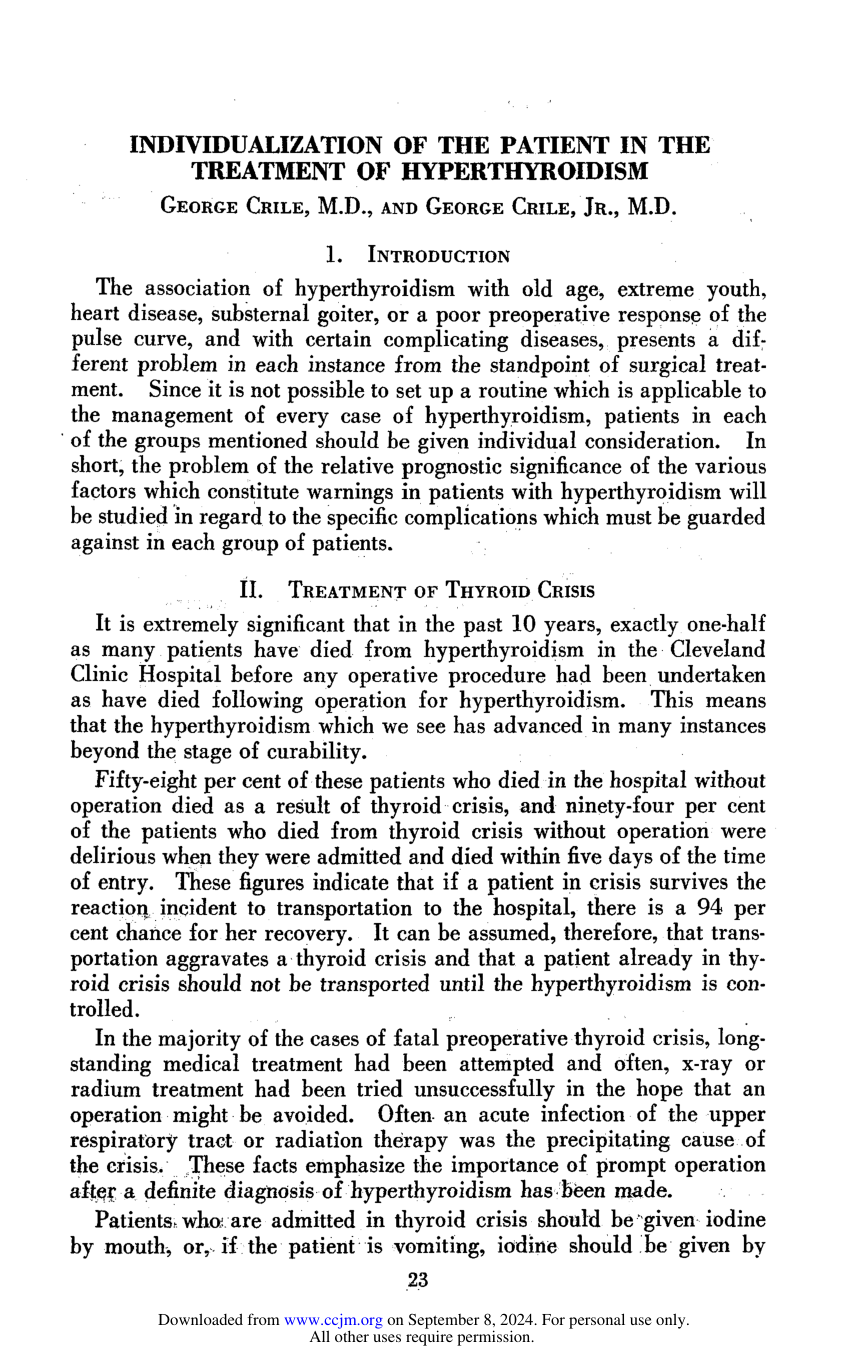 Cover for Individualization Of The Patient In The Treatment Of Hyperthyroidism
