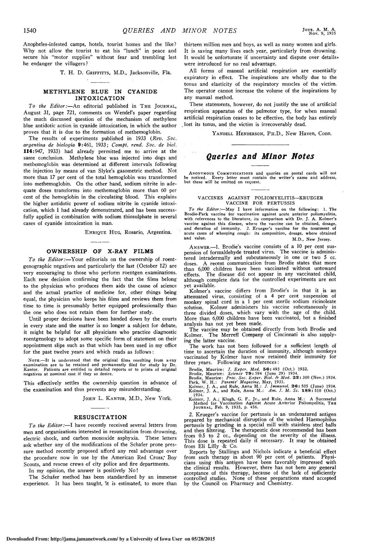 Cover for Resuscitation