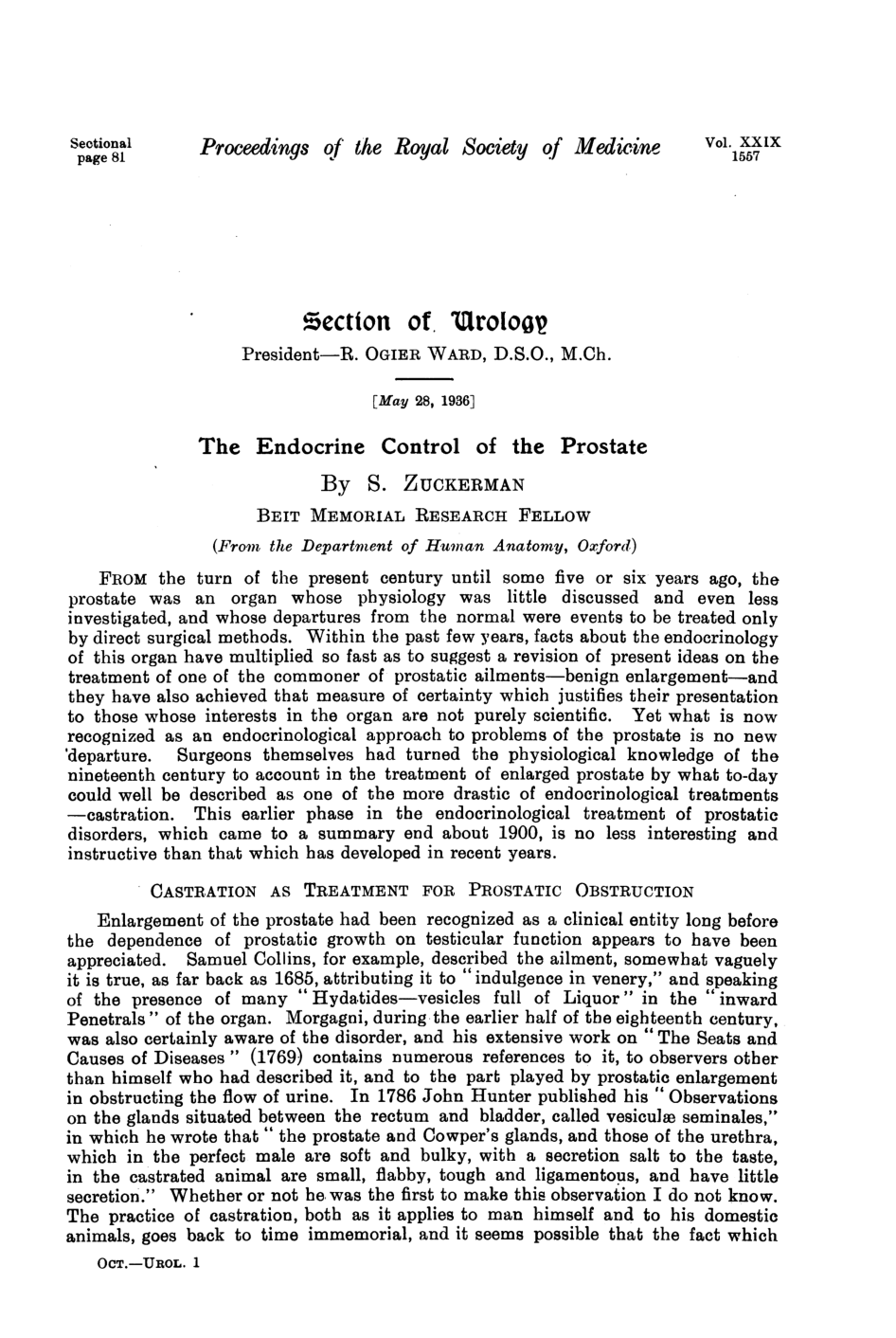Cover for The Endocrine Control Of The Prostate