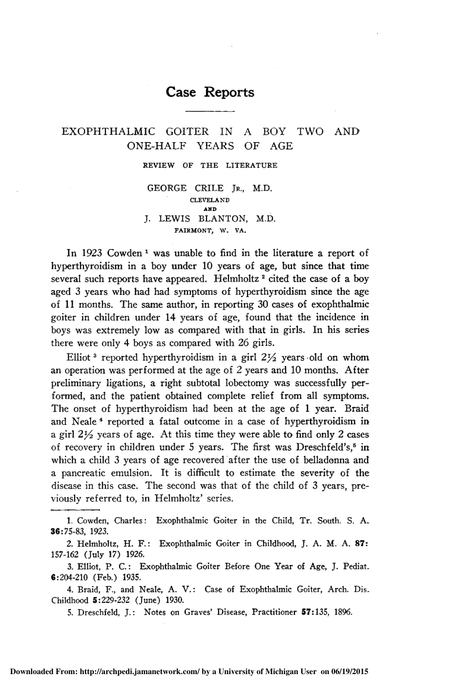 Cover for Exophthalmic Goiter In A Boy Two And One-Half Years Of Age