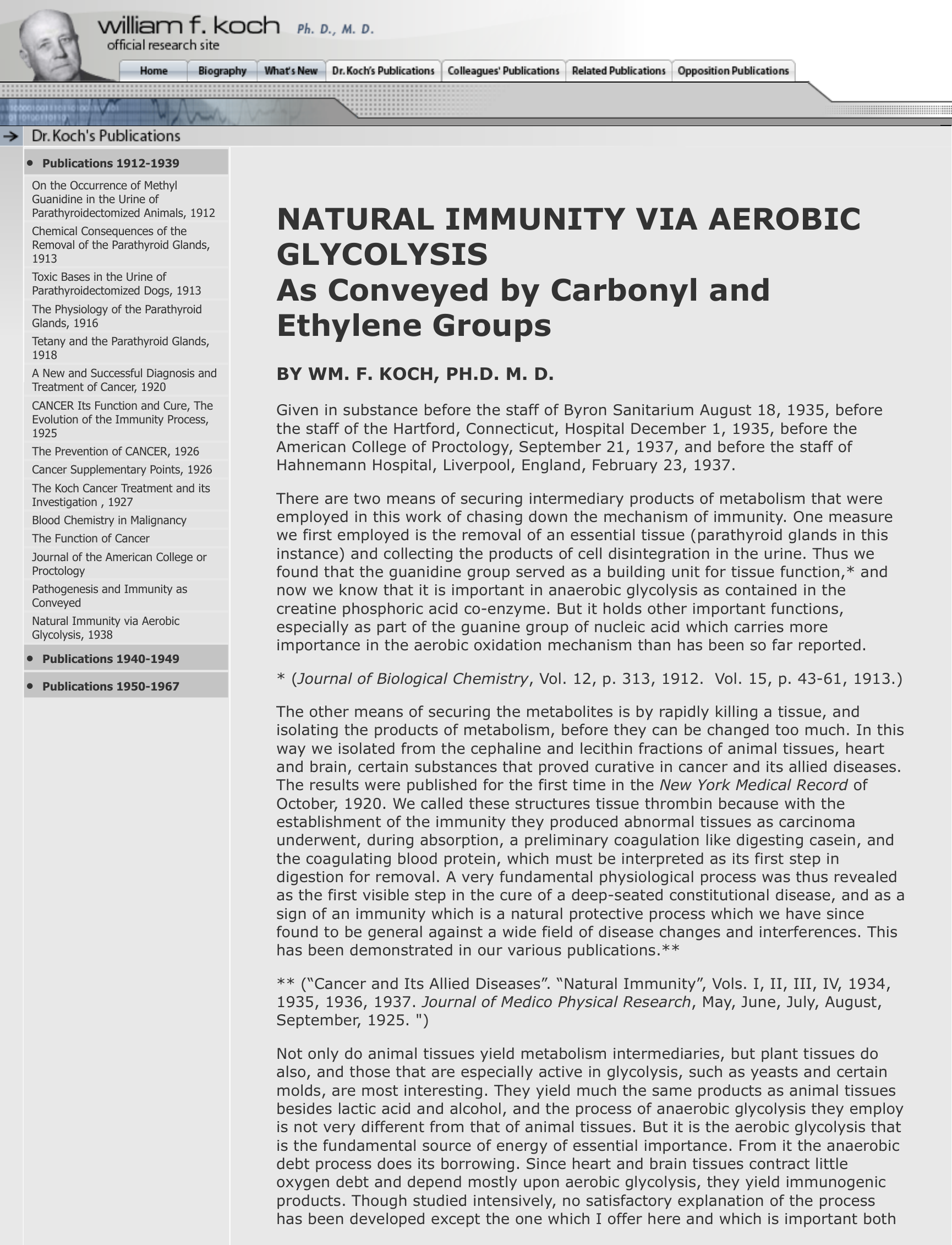 Cover for Natural Immunity Via Aerobic Glycolysis As Conveyed By Carbonyl And Ethylene Groups