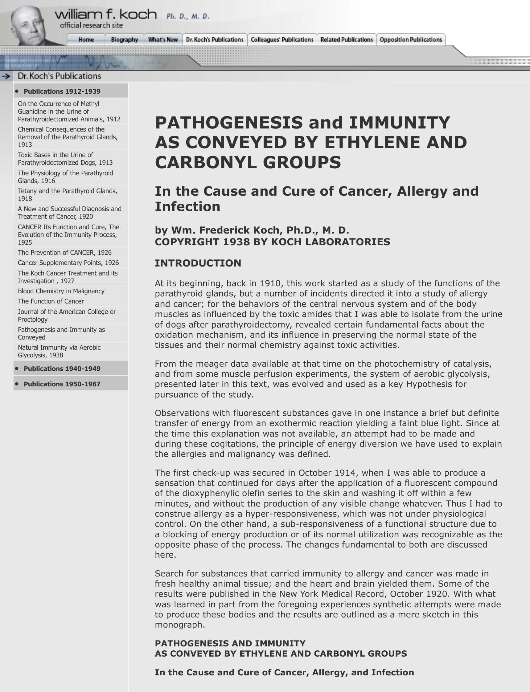 Cover for Pathogenesis And Immunity As Conveyed By Ethylene And Carbonyl Groups