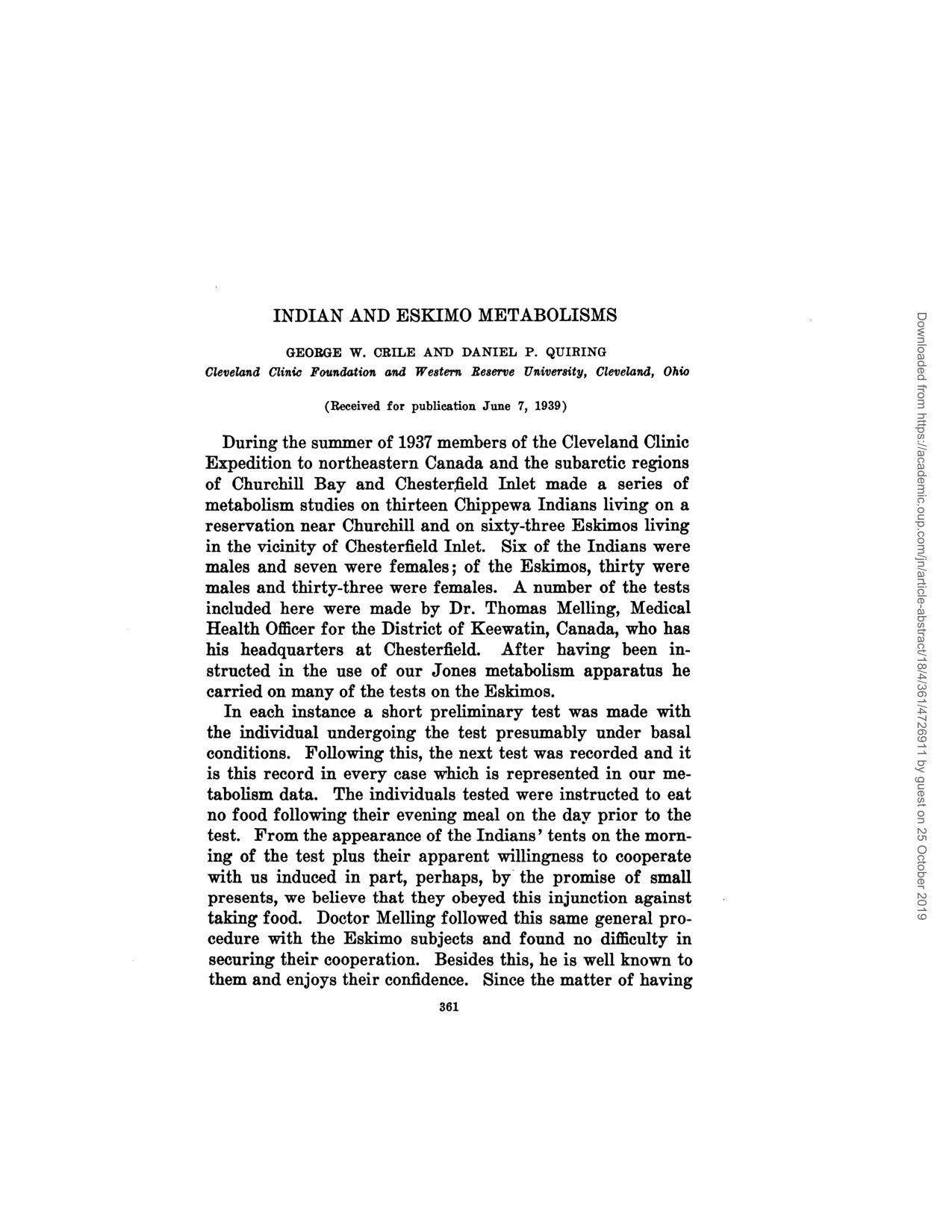 Cover for Indian And Eskimpo Metabolism