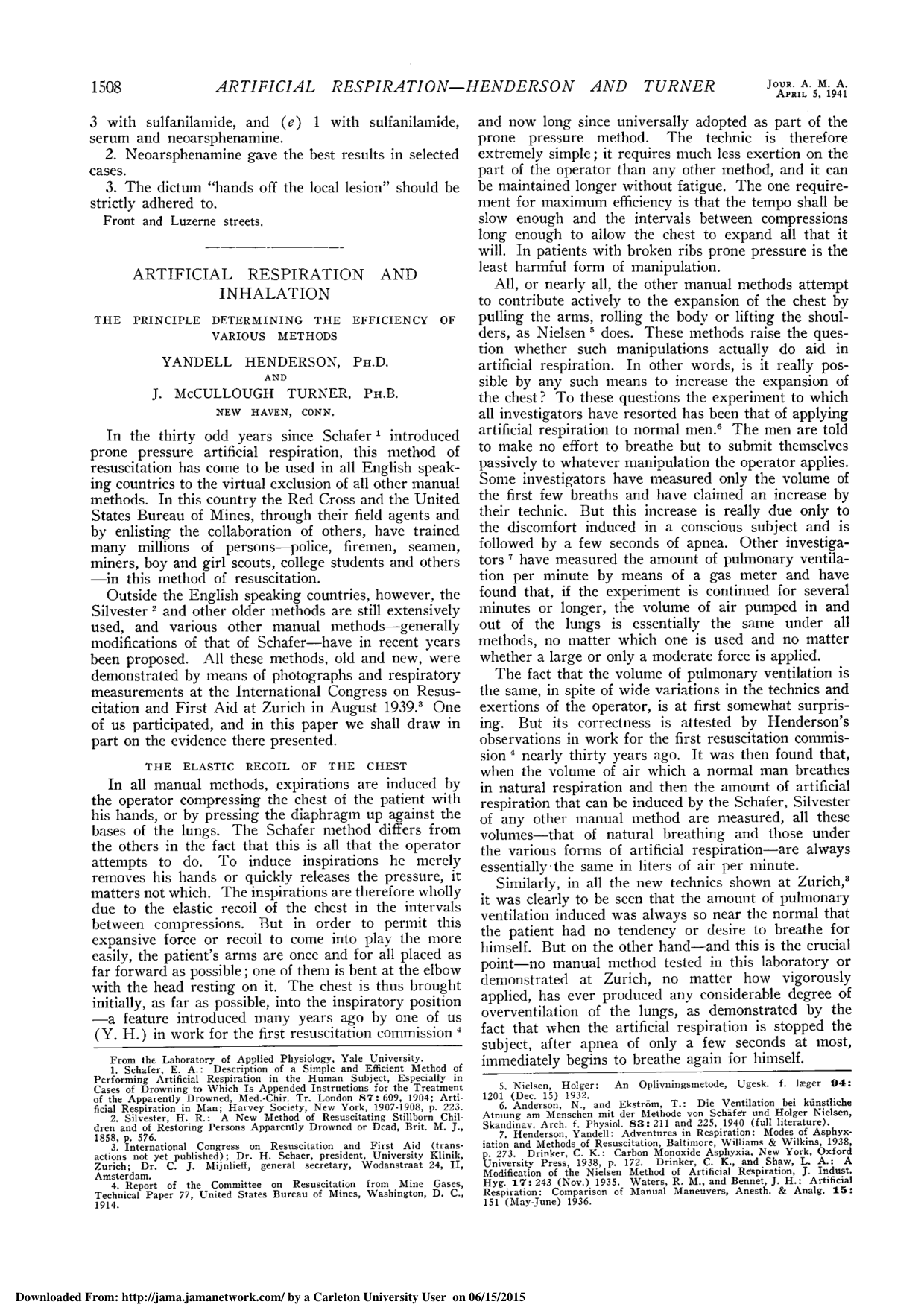 Cover for Artificial Respiration And Inhalation