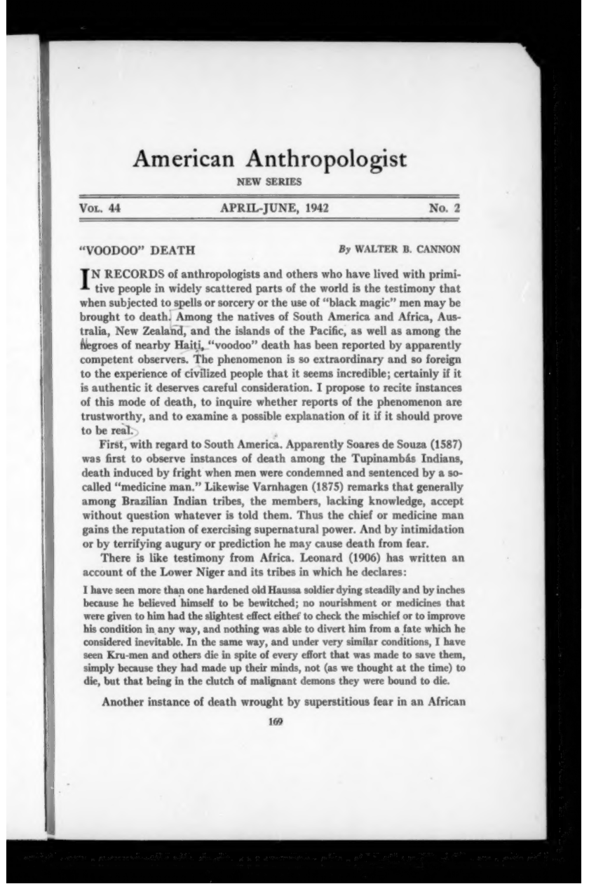 Cover for Voodoo Death