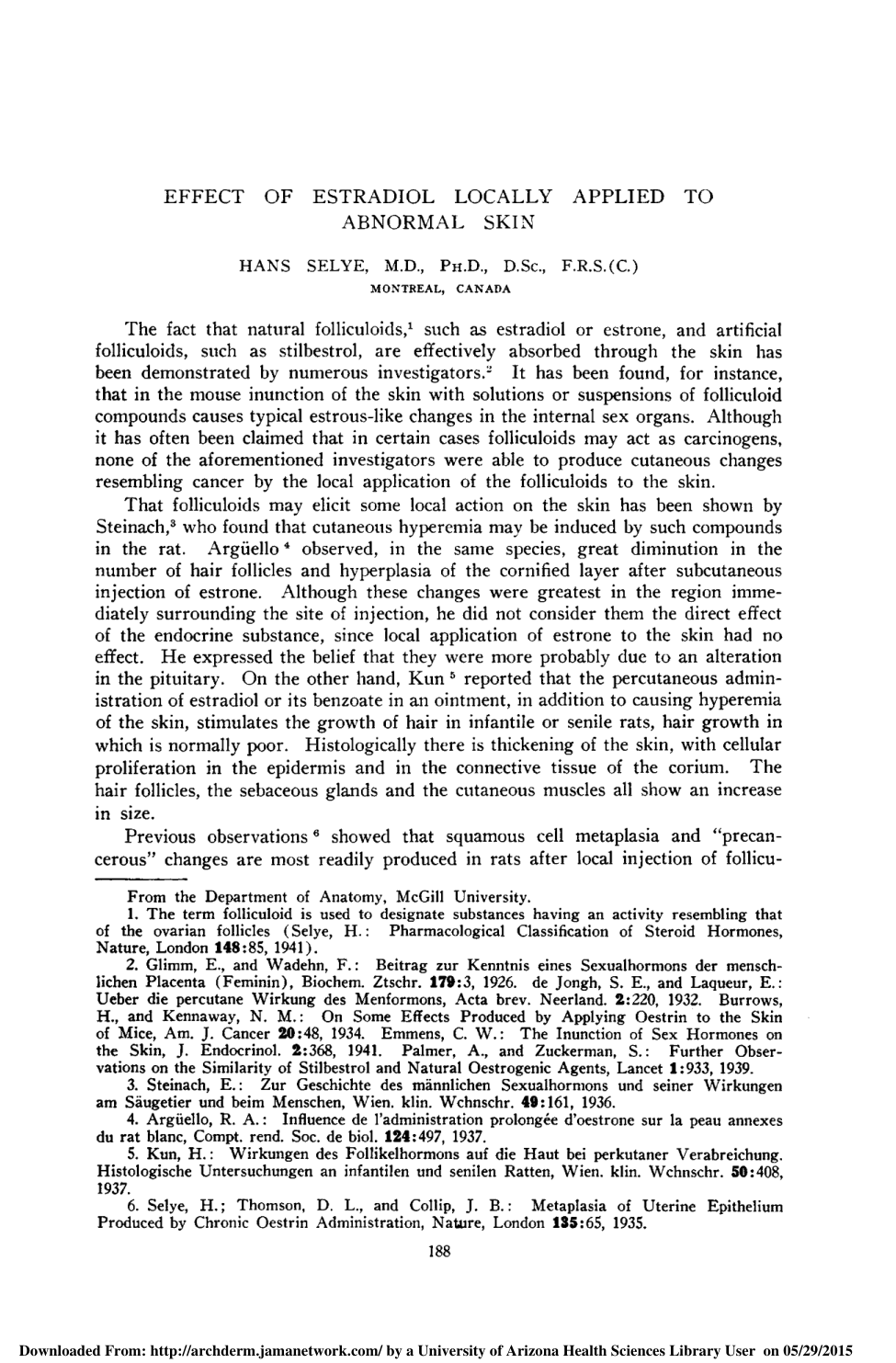 Cover for Effect Of Estradiol Locally Applied To Abnormal Skin