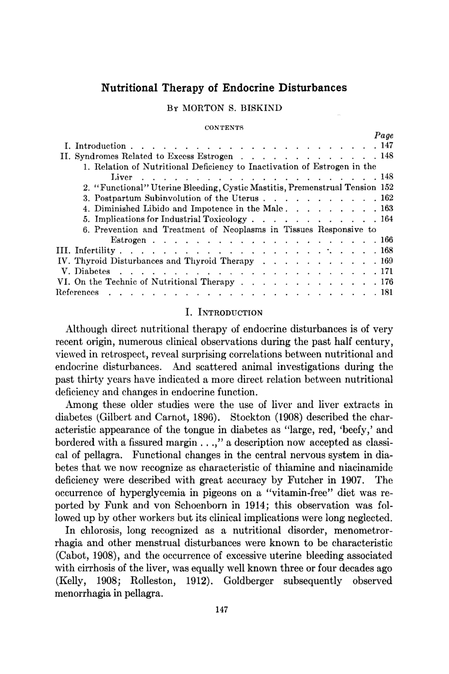 Cover for Nutritional Therapy Of Endocrine Disturbances