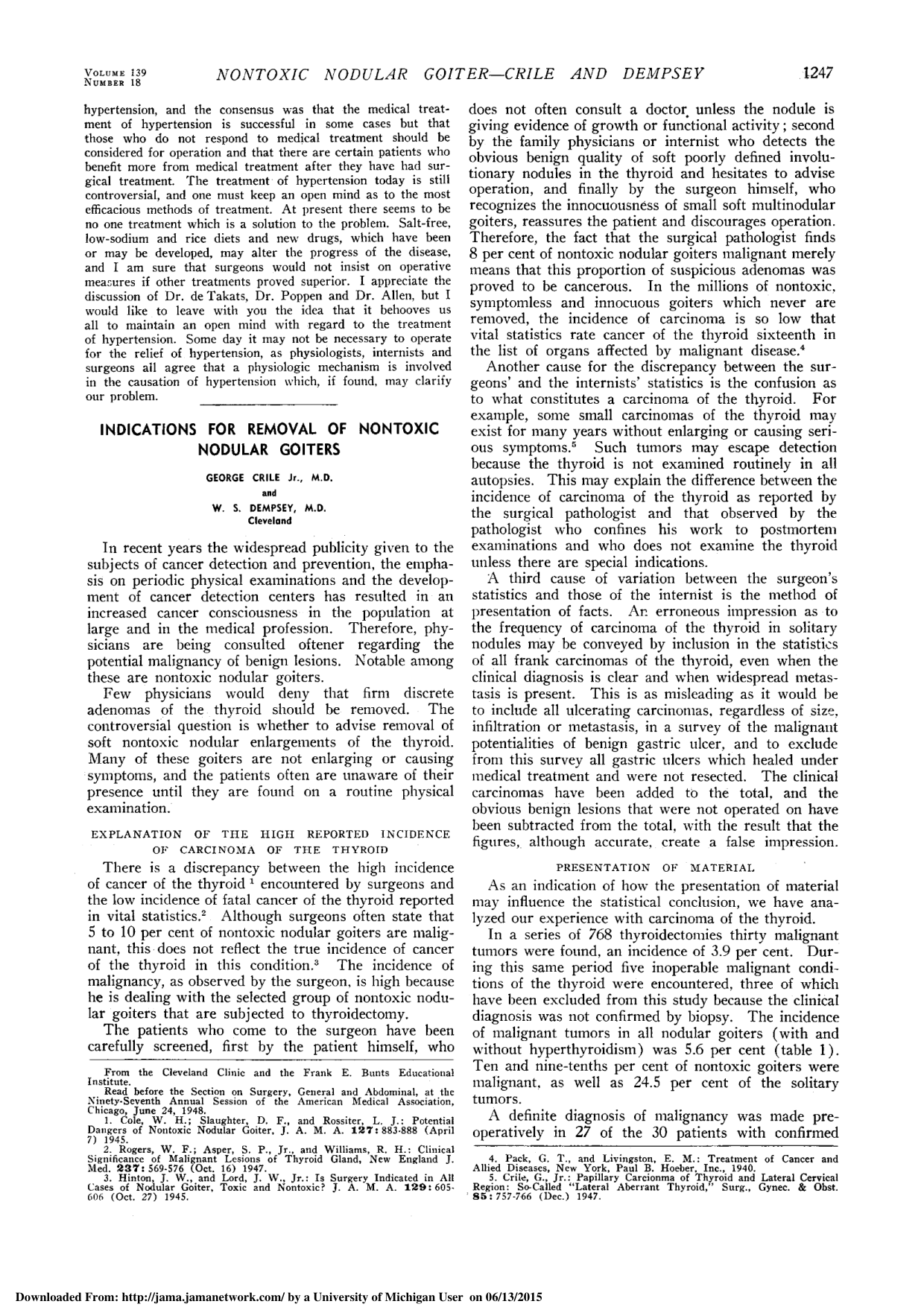 Cover for Indications For Removal Of Nontoxic Nodular Goiters
