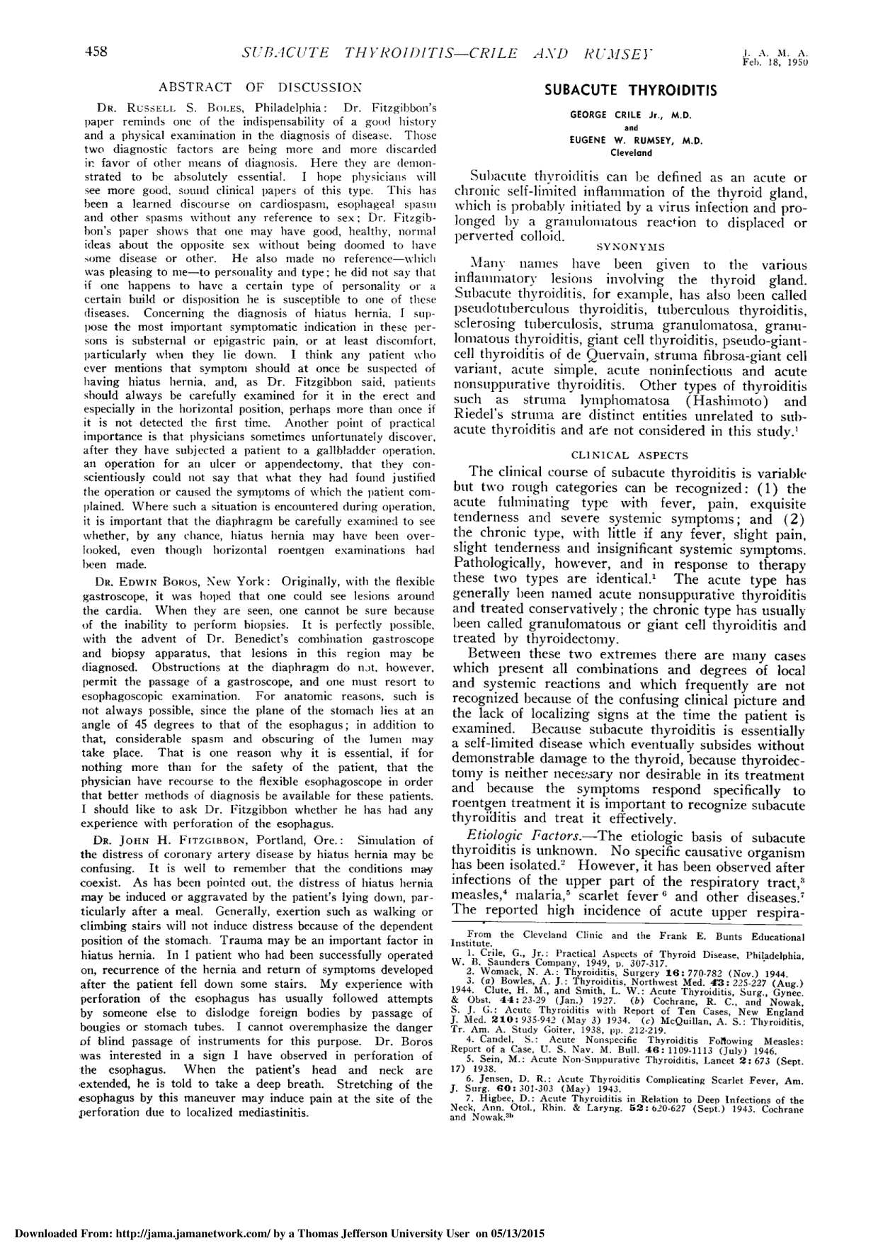 Cover for Subacute Thyroiditis