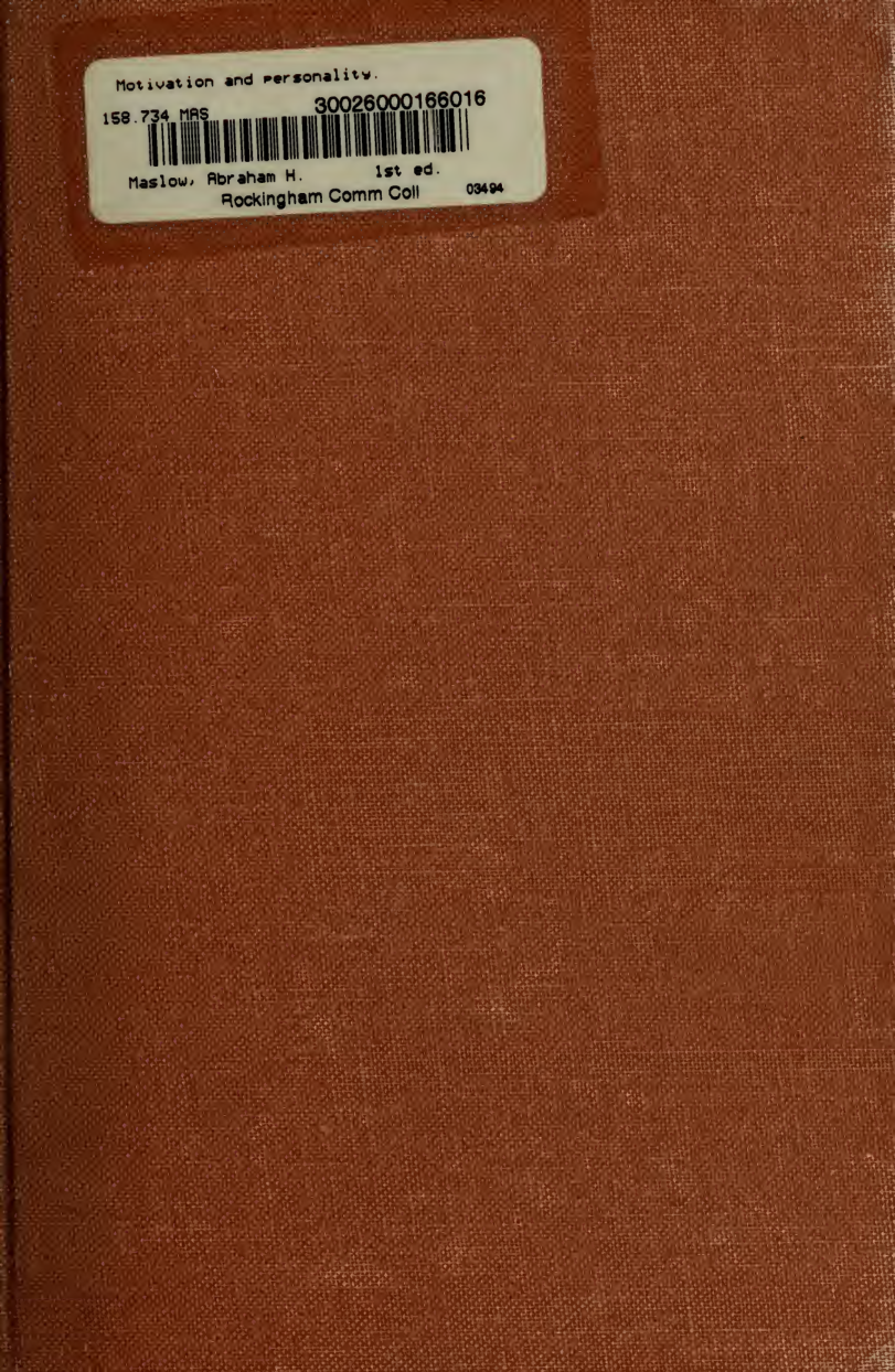 Cover for Motivation And Personality