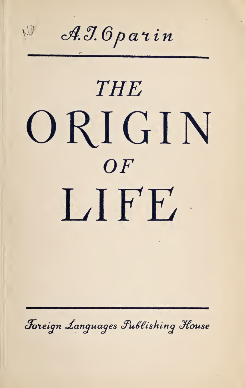 Cover for The Origin Of Life