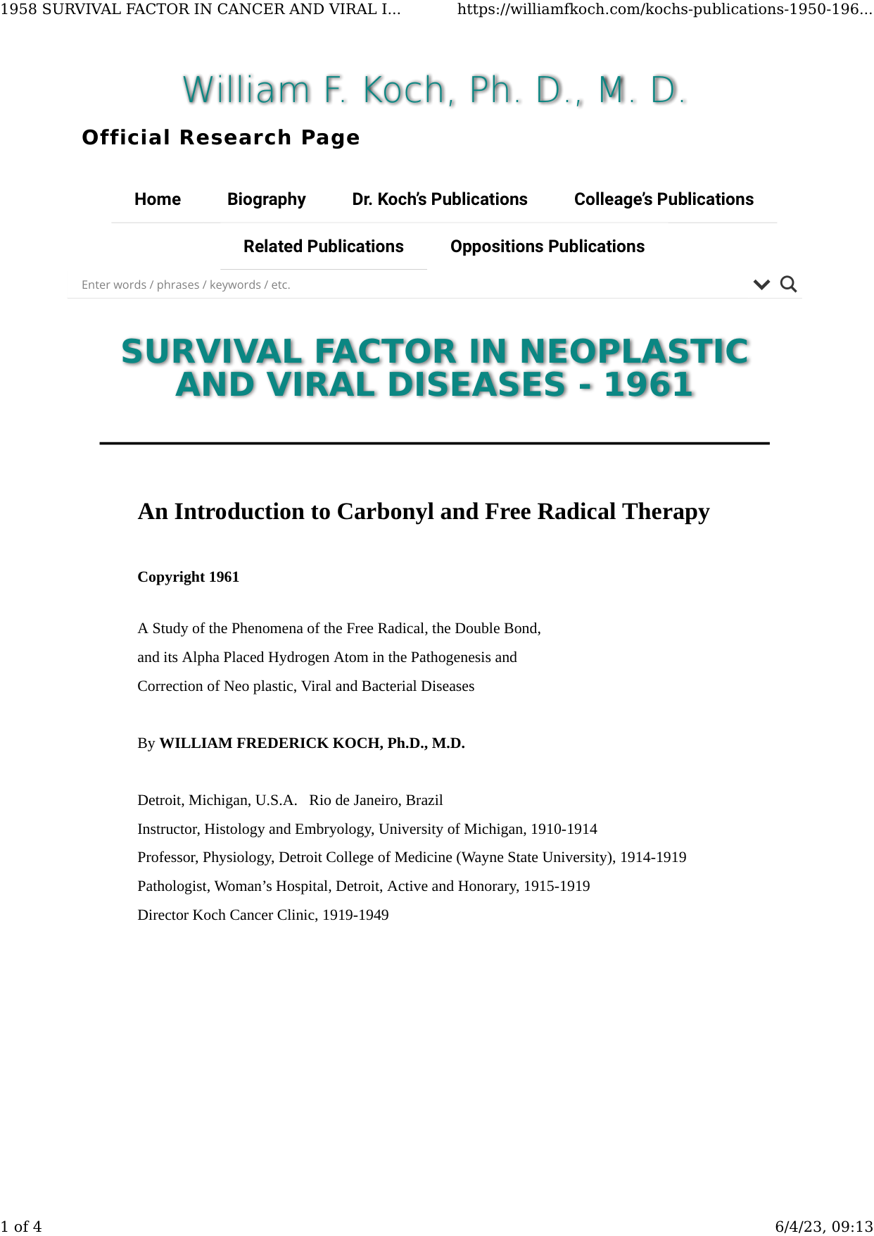 Cover for Survival Factor In Neoplastic And Viral Diseases