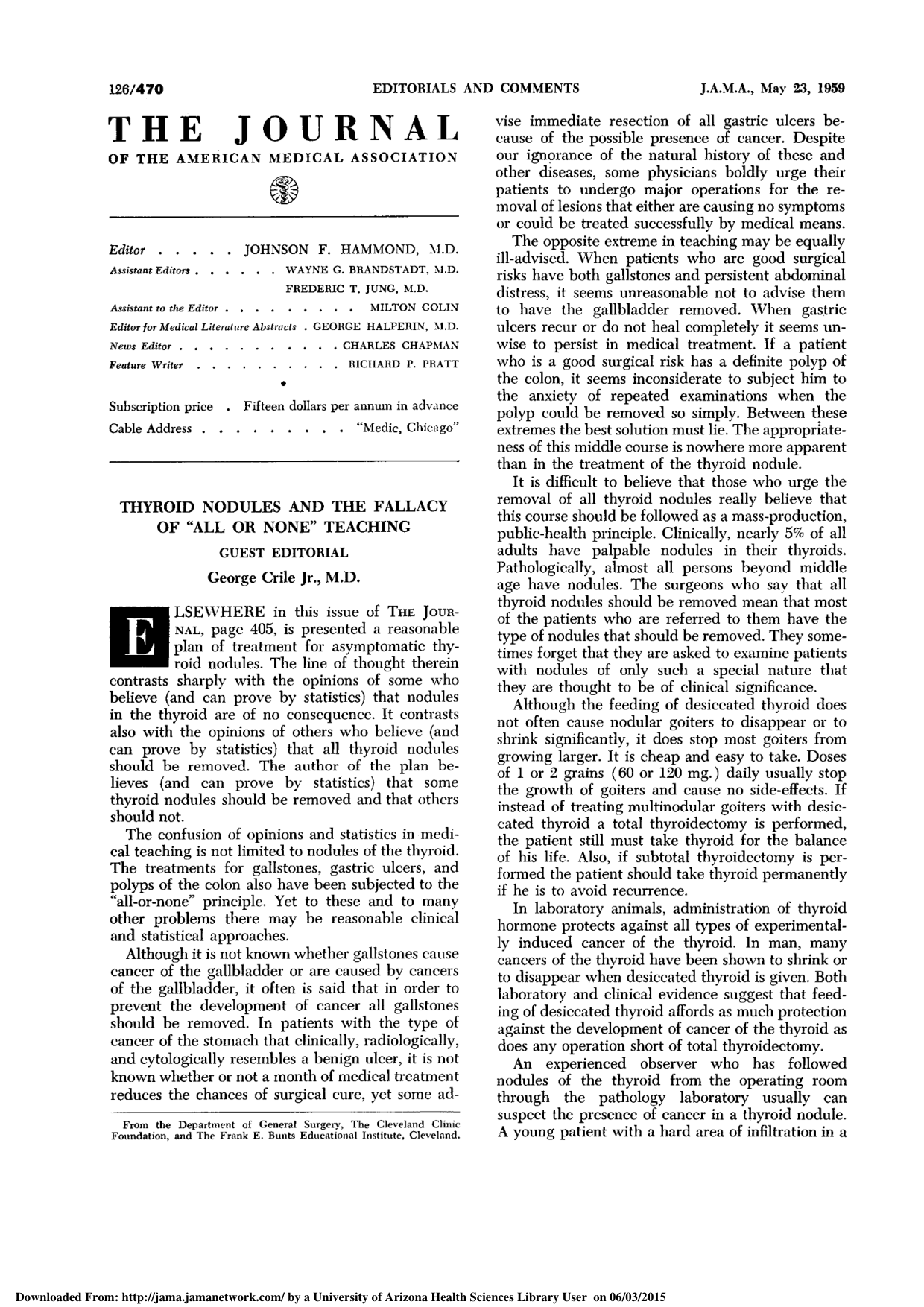 Cover for Thyroid Nodules And The Fallacy Of 'All Or None' Teaching