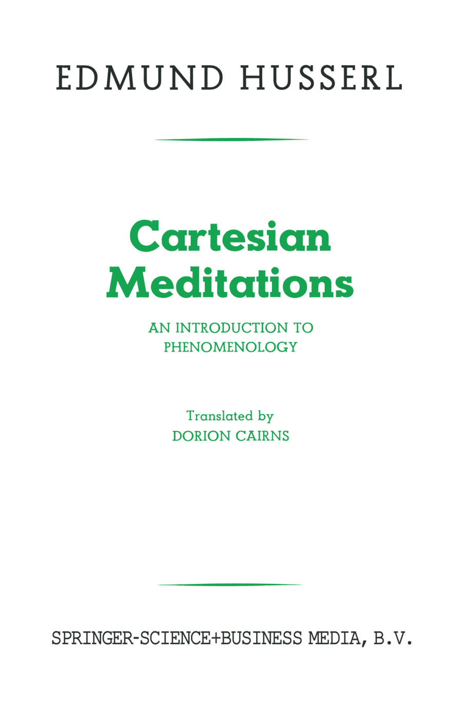 Cover for Cartesian Meditations, An Introduction To Phenomenology