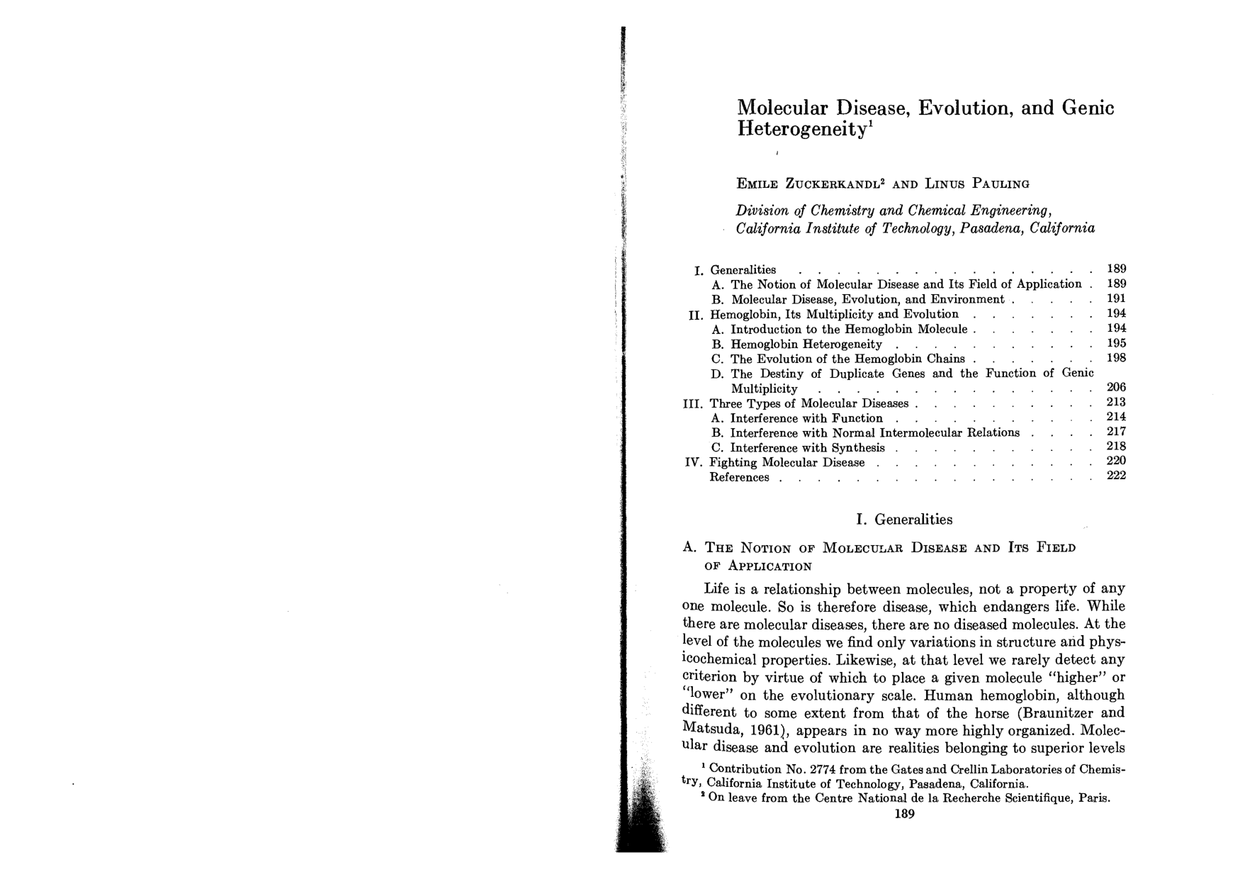 Cover for Molecular Disease, Evolution, And Genic Heterogeneity