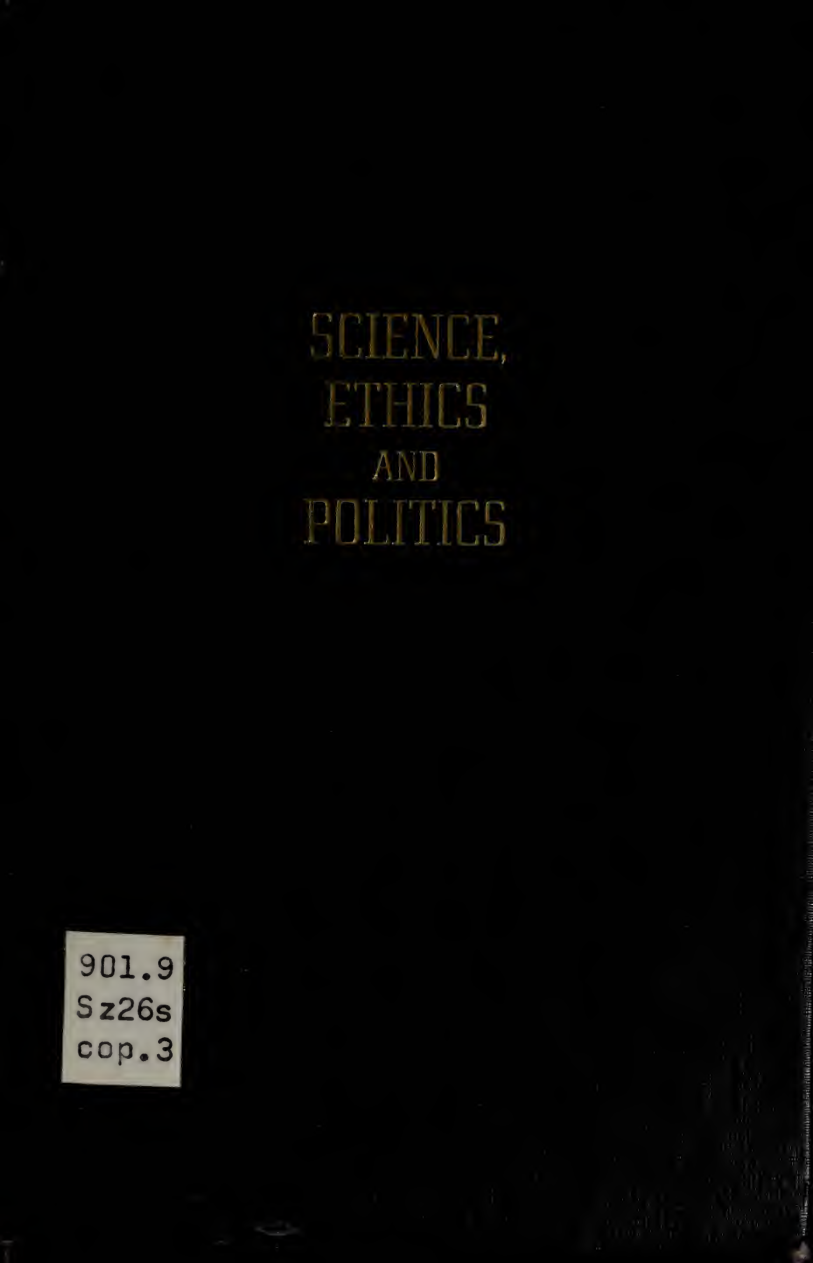 Cover for Science, Ethics And Politics
