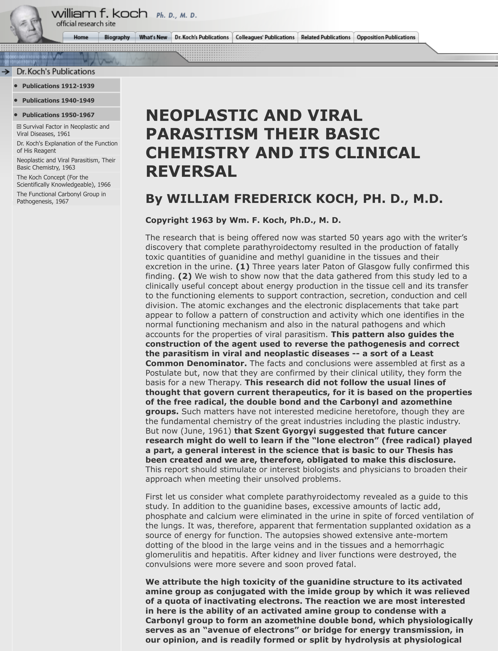 Cover for Neoplastic And Viral Parasitism Their Basic Chemistry And It's Clinical Reversal