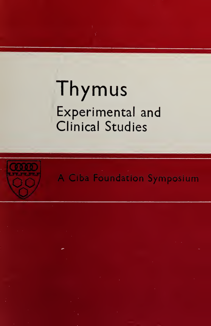 Cover for The Thymus, Experimental And Clinical Studies