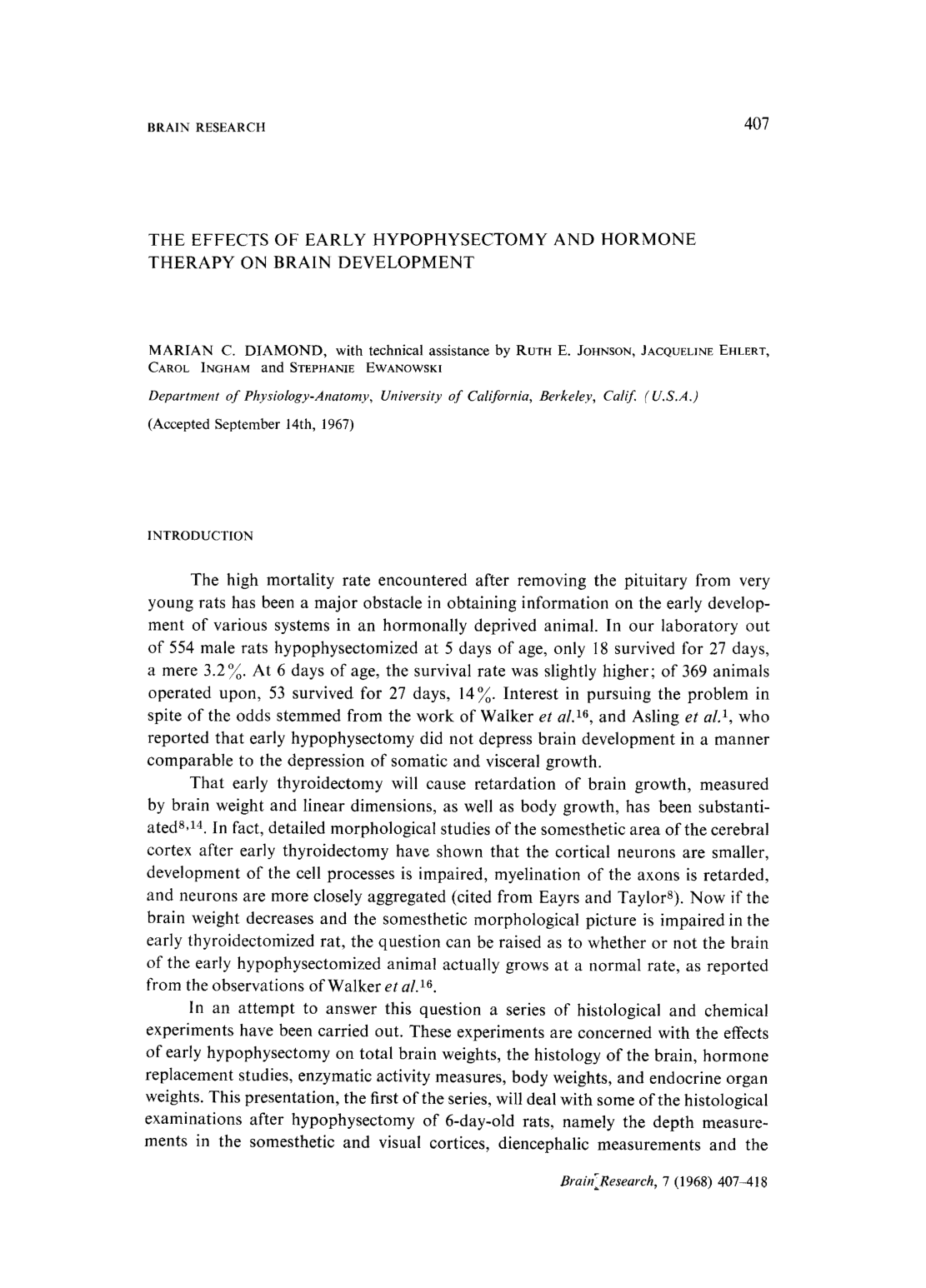 Cover for The Effects Of Early Hypophysectomy And Hormone Therapy On Brain Development