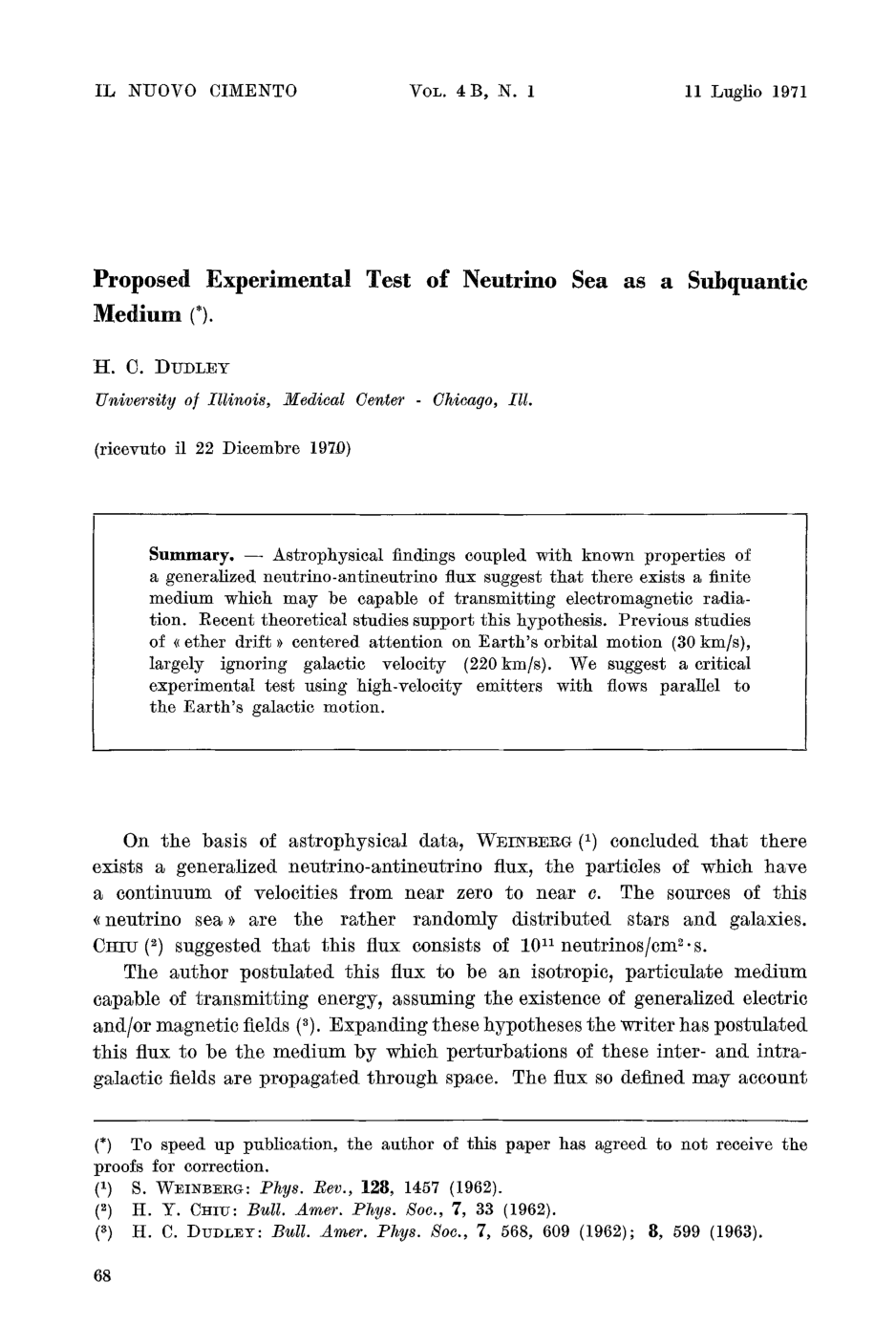 Cover for Proposed Experimental Test of Neutrino Sea as a Subquantic Medium