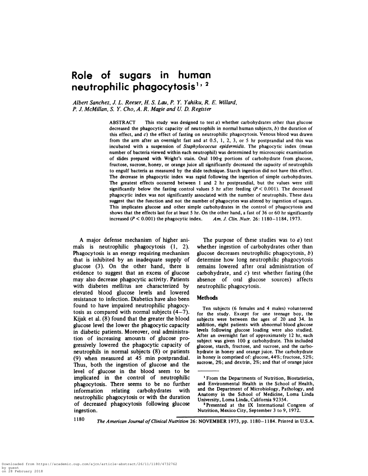 Cover for Role Of Sugars In Human Neutrophilic Phagocytosis