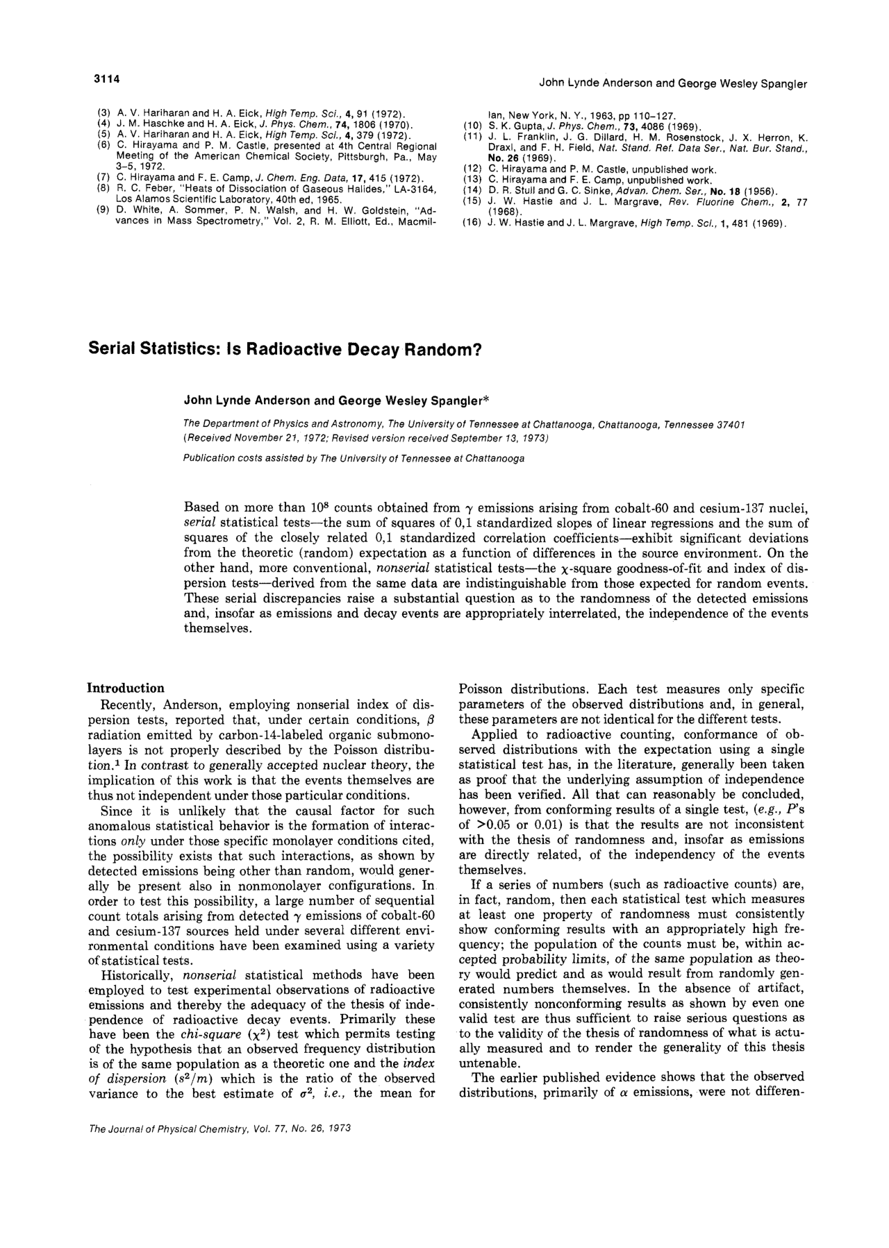Cover for Serial Statistics, Is Radioactive Decay Random
