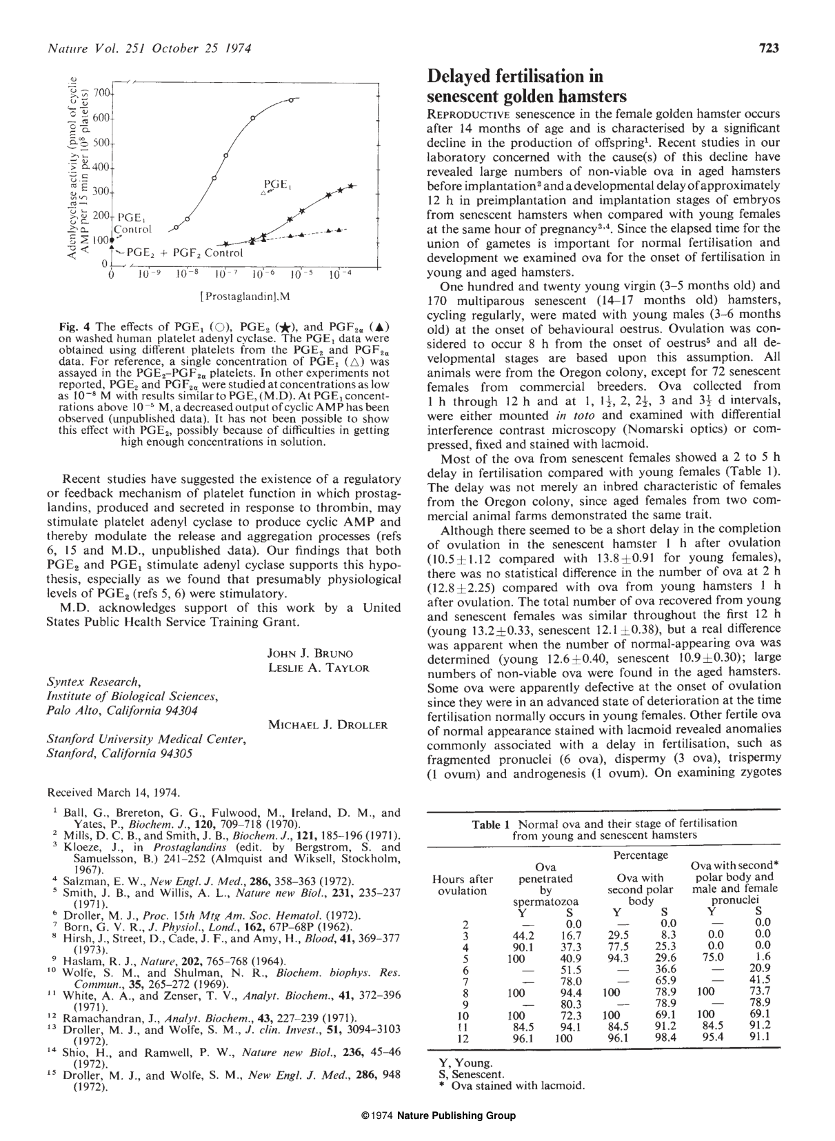 Cover for Delayed Fertilisation In Senescent Golden Hamsters