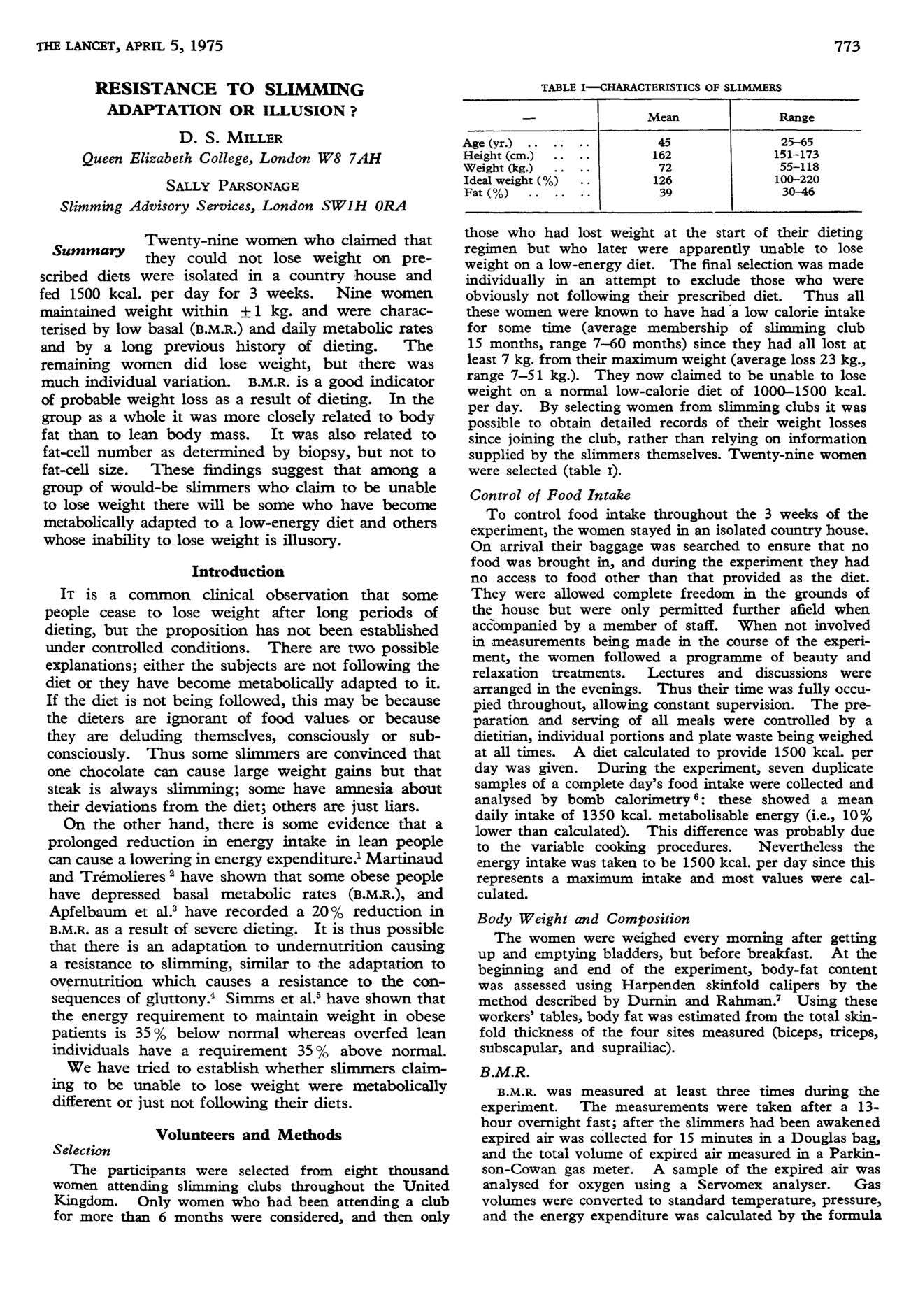 Cover for Resistance To Slimming, Adaptation Or Illusion