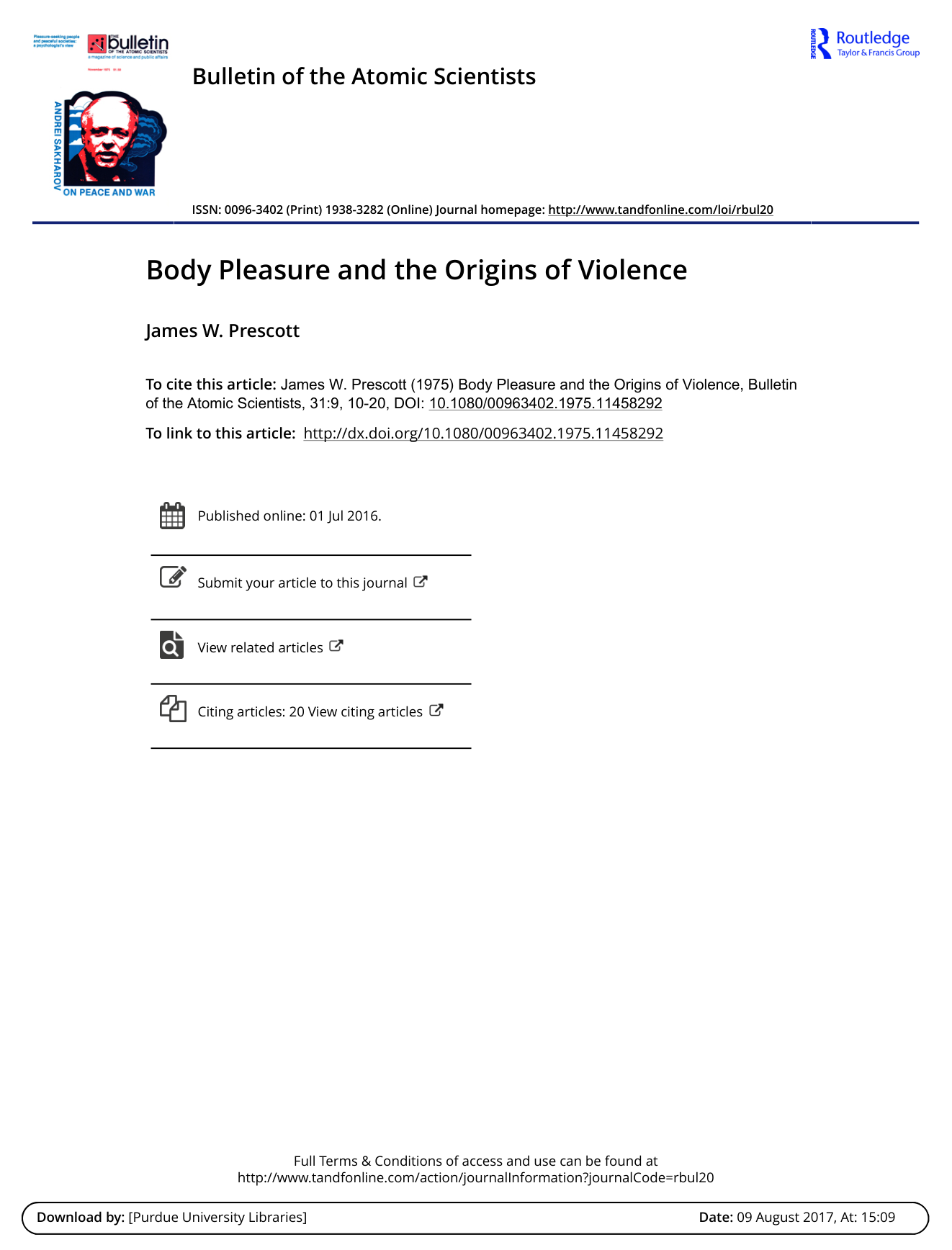 Cover for Body Pleasure And The Origins Of Violence