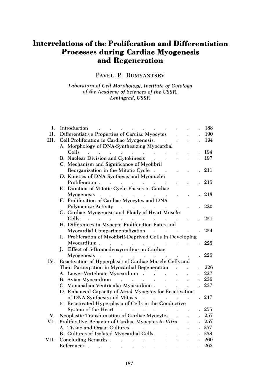 Cover for Interrelations Of The Proliferation And Differentiation Processes During Cardiac Myogenesis And Regeneration