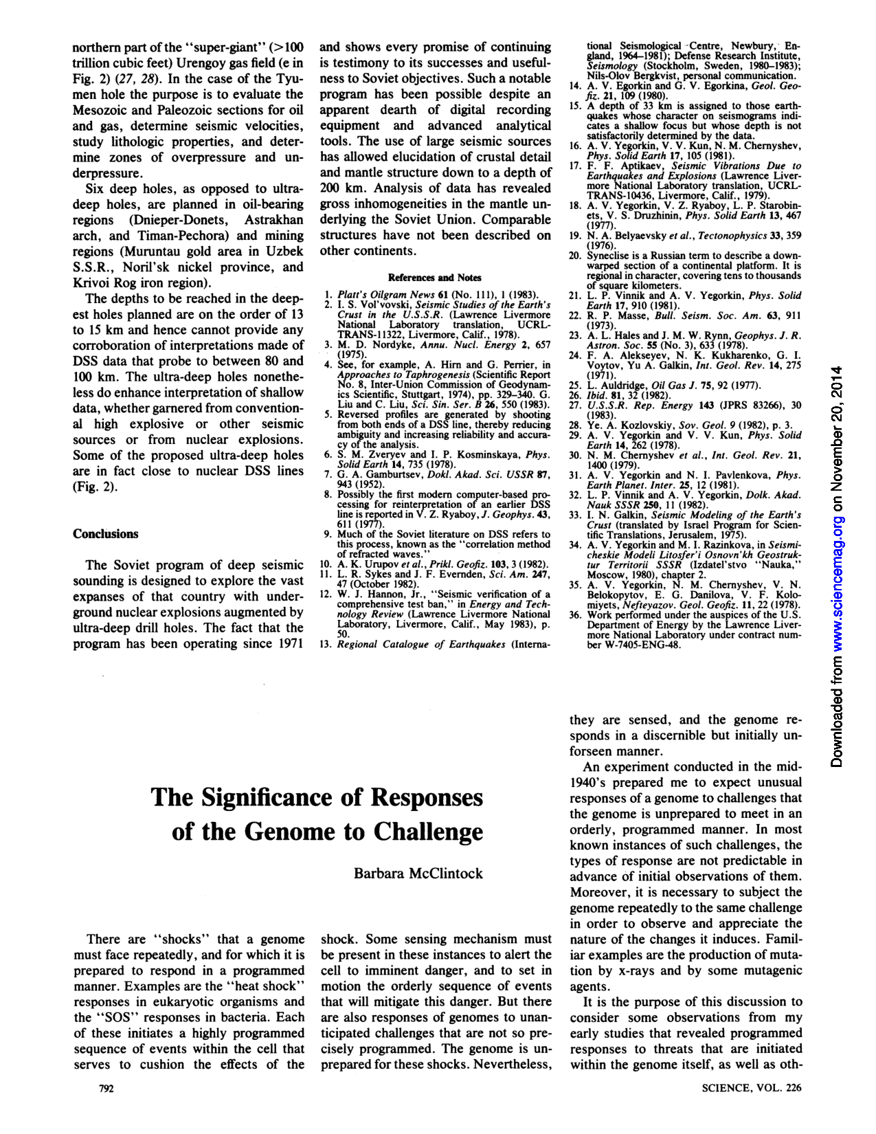 Cover for The Significance Of Responses Of The Genome To Challenge