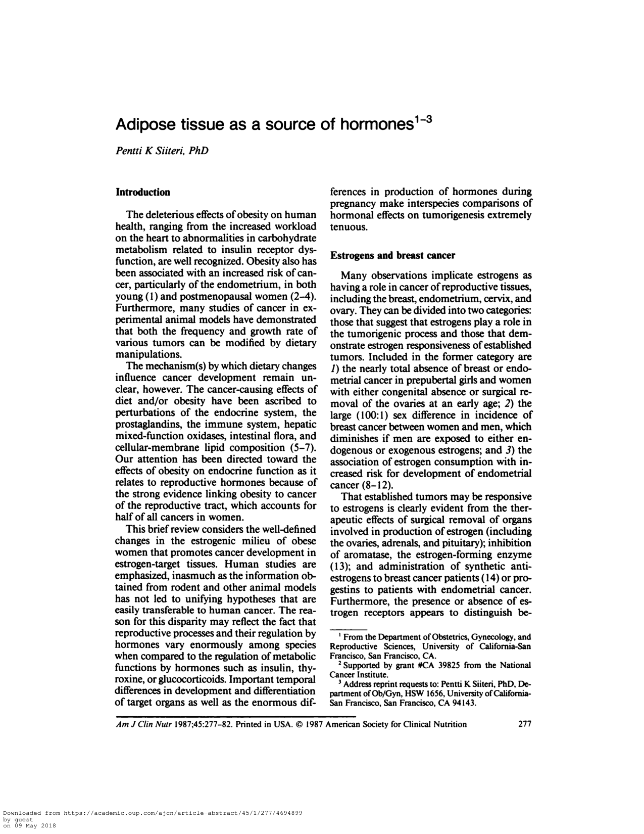 Cover for Adipose Tissue As A Source Of Hormones