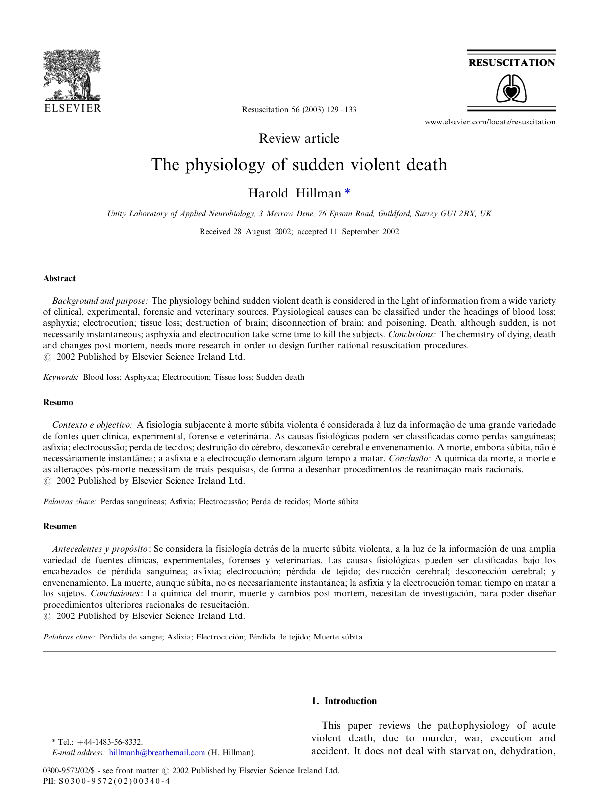 Cover for The Physiology Of Sudden Violent Death