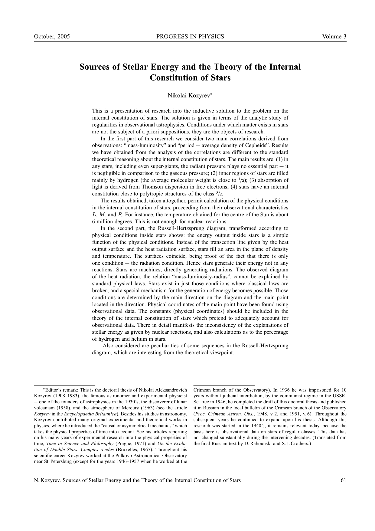 Cover for Sources Of Stellar Energy And The Theory Of The Internal Constitution Of Stars