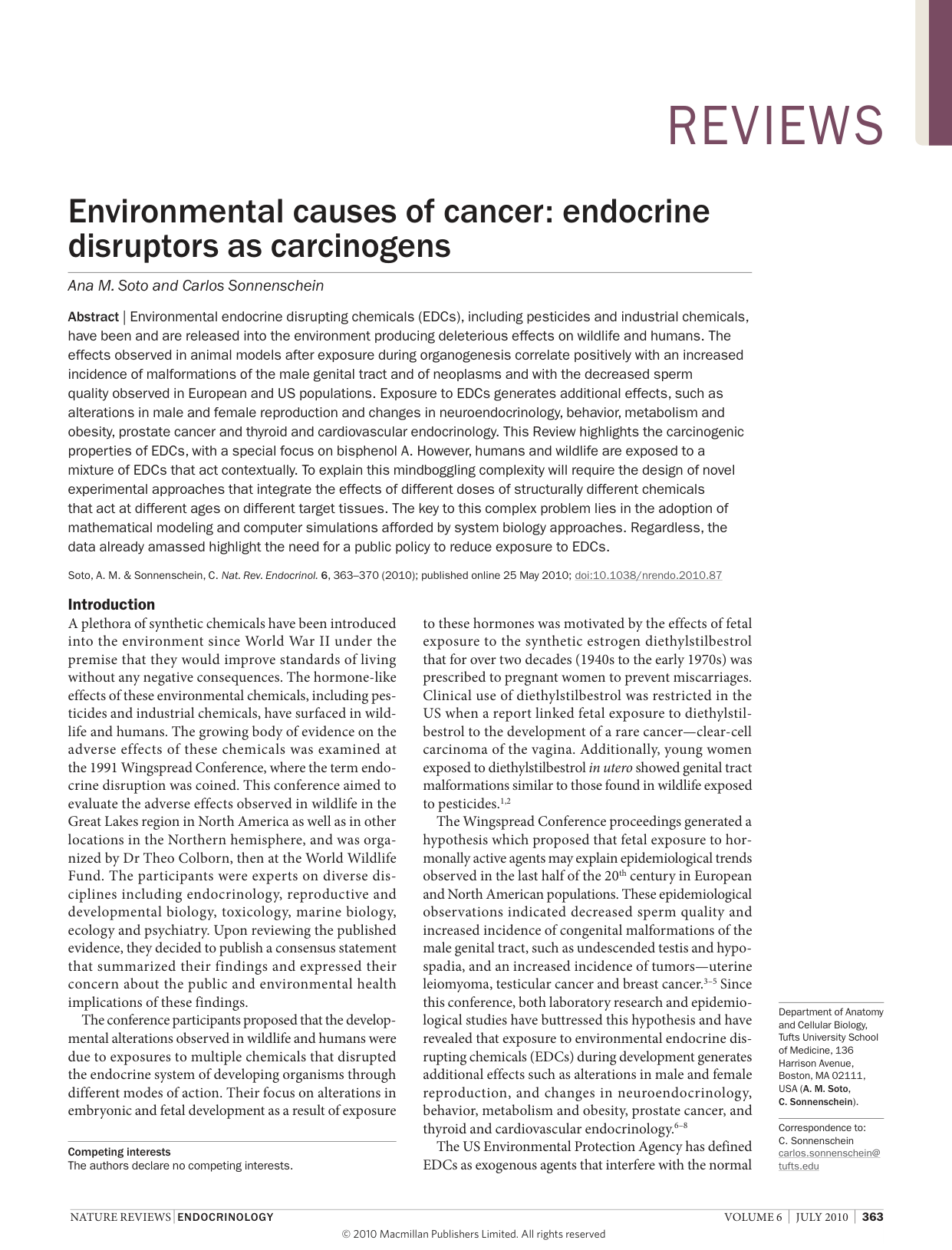 Cover for Environmental Causes Of Cancer